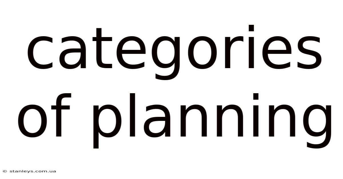 Categories Of Planning