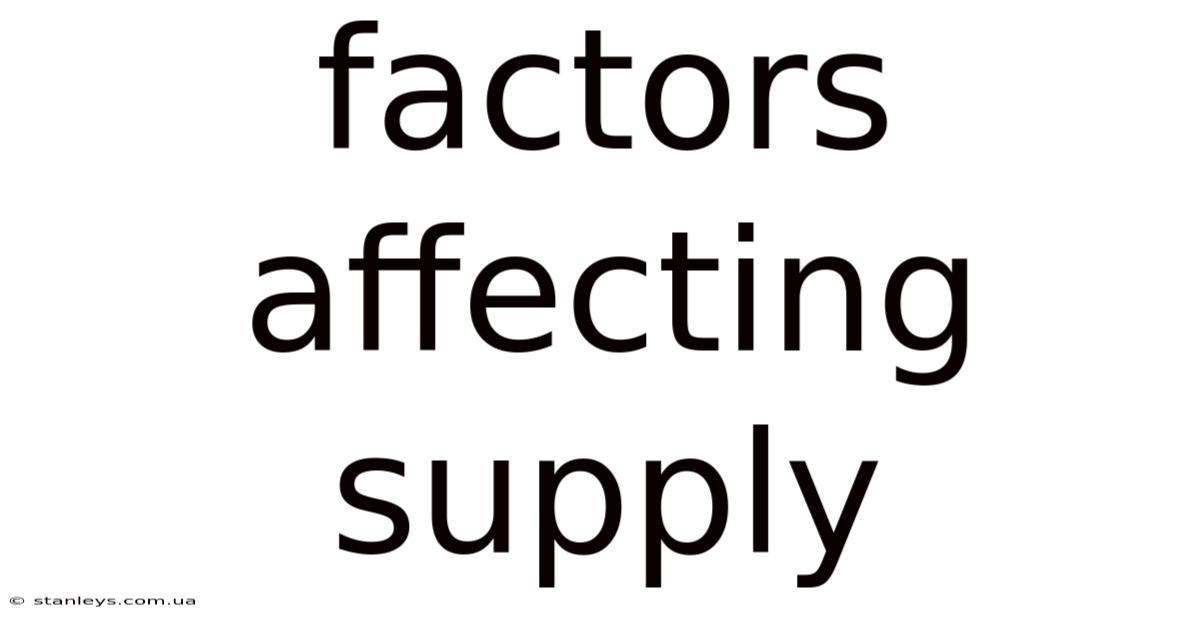 Factors Affecting Supply