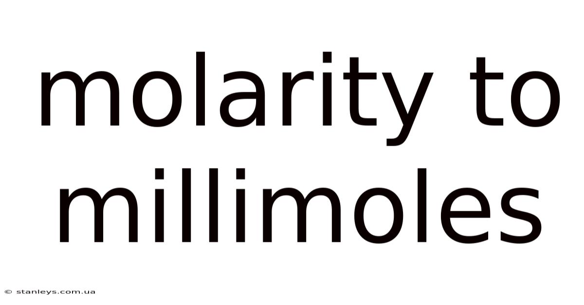 Molarity To Millimoles