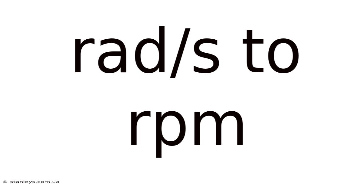 Rad/s To Rpm