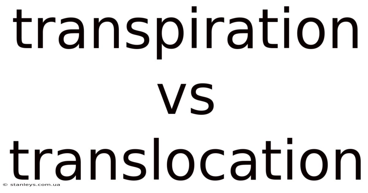 Transpiration Vs Translocation